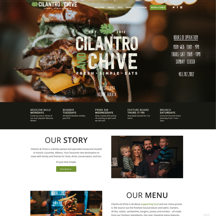 Lacombe and Red Deer cilantro and chive website design