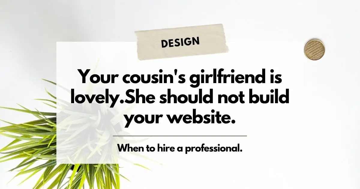 Your cousin's girlfriend is lovely. She shouldn't build your website. When to hire a professional.